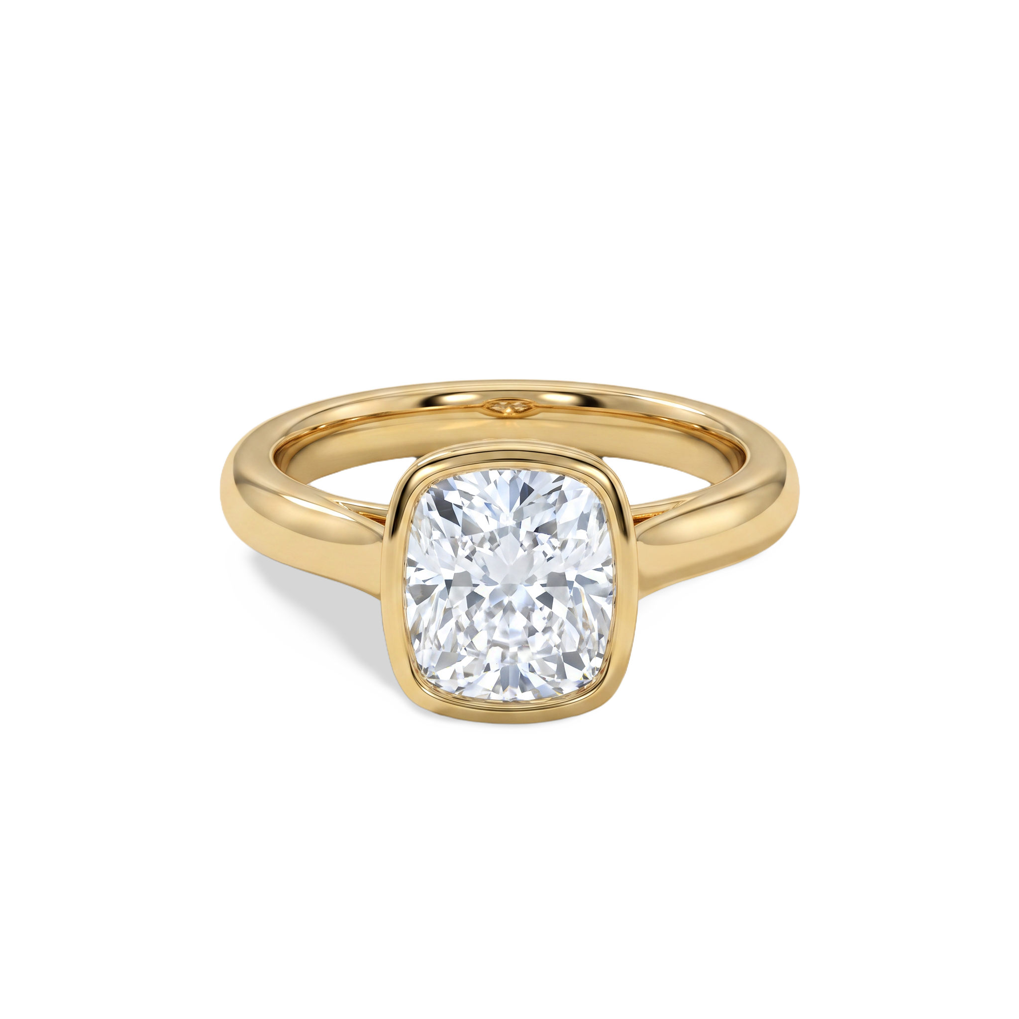 Rectangular Cushion Bezel Set Lab Grown Diamond Ring