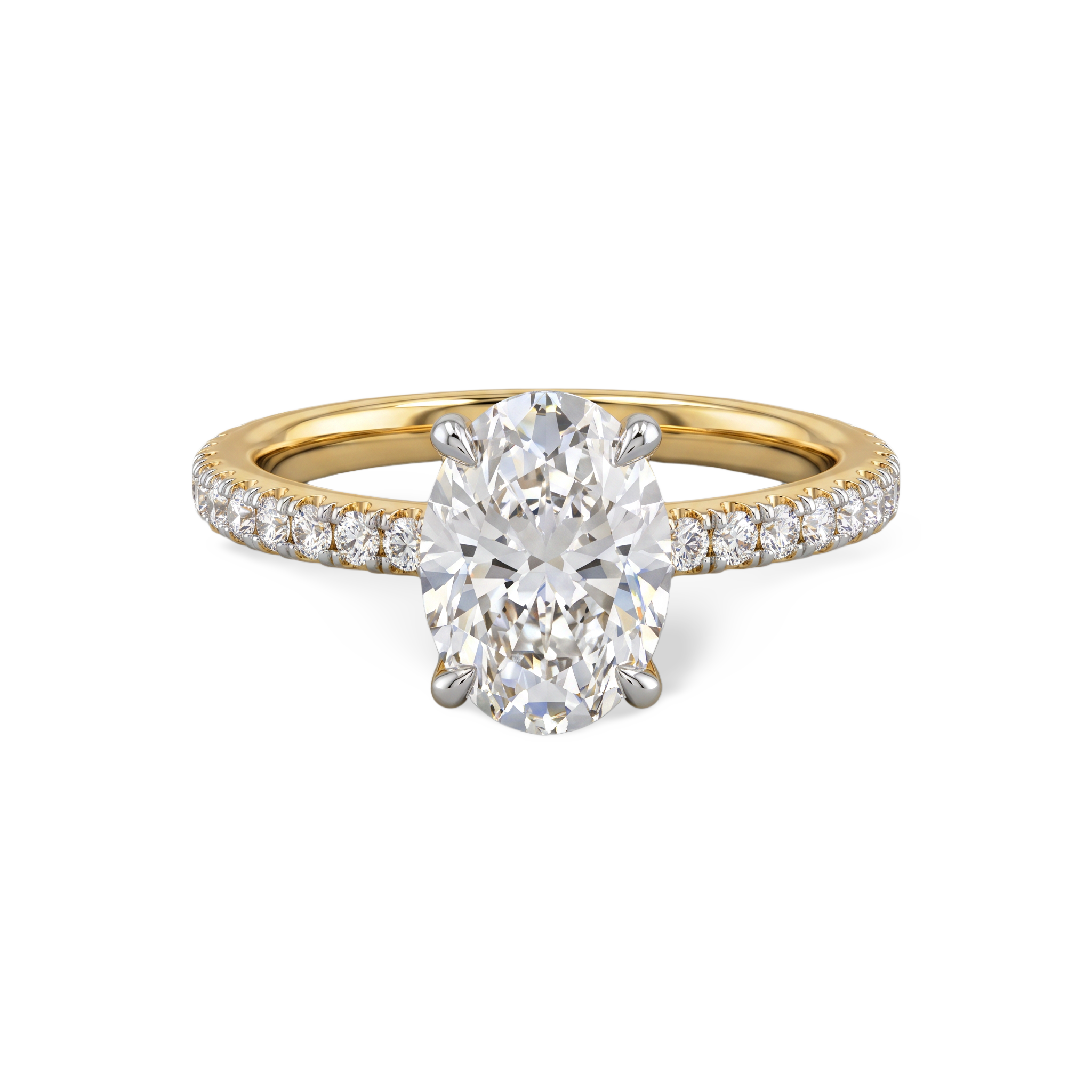 Pave Set Oval Solitaire Lab Grown Diamond Ring