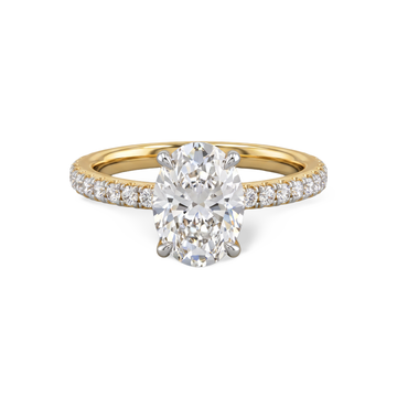 Pave Set Oval Solitaire Lab Grown Diamond Ring
