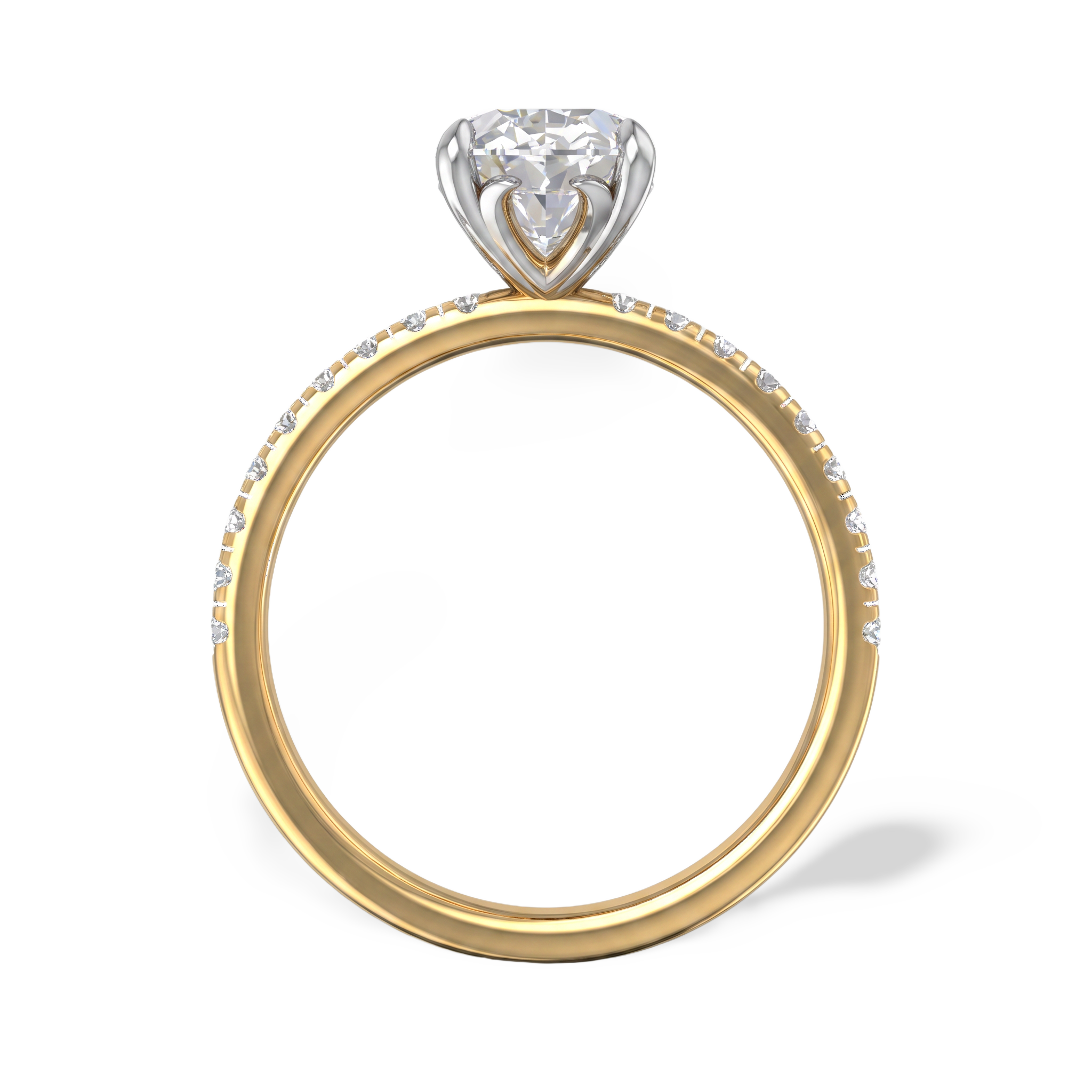 Pave Set Oval Solitaire Lab Grown Diamond Ring