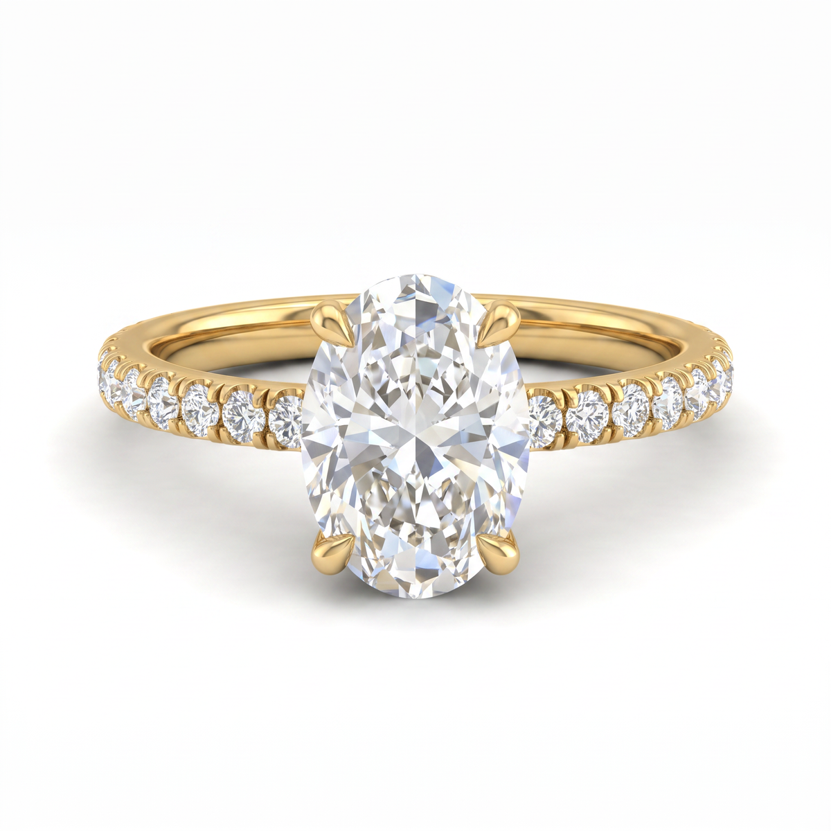 Onya Signature Oval Solitaire Ring with Pave