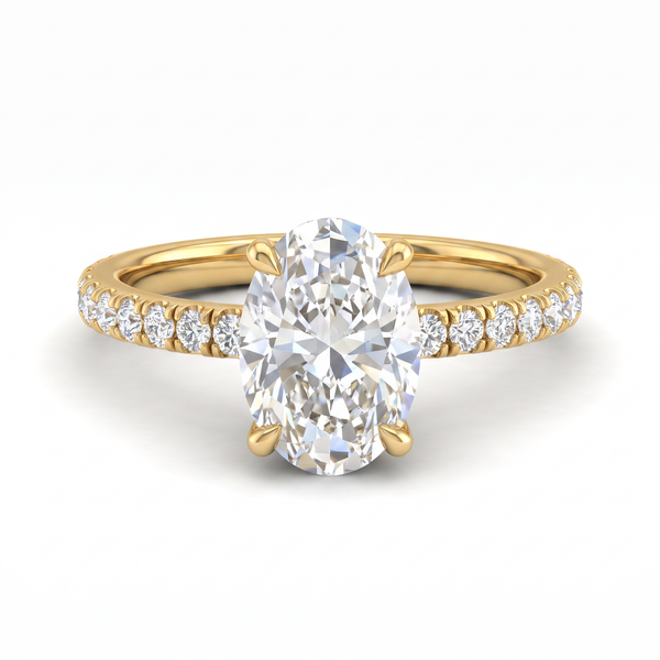 Onya Signature Oval Solitaire Ring with Pave