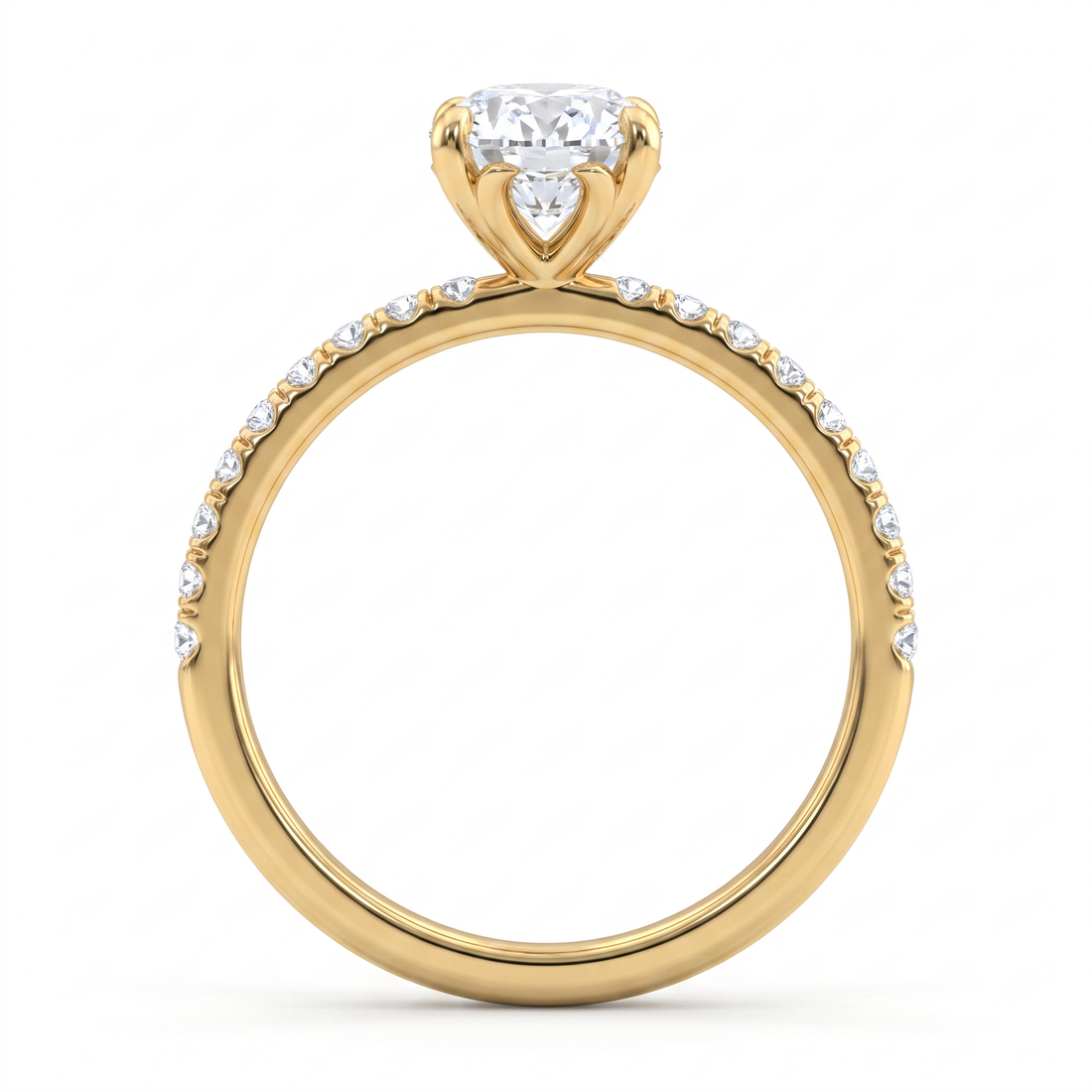 Onya Signature Oval Solitaire Ring with Pave