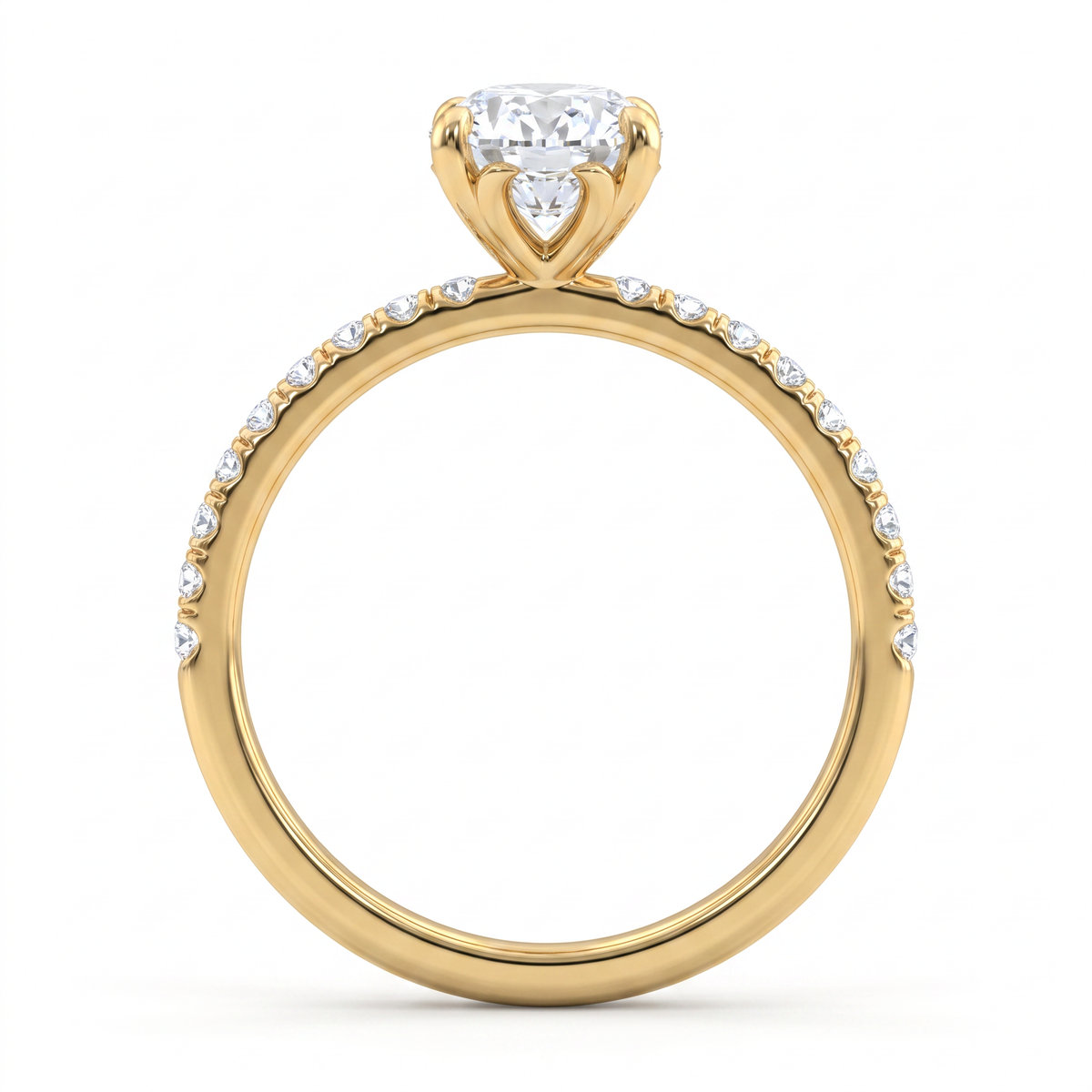 Onya Signature Oval Solitaire Ring with Pave