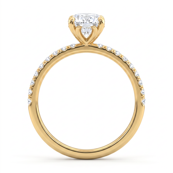 Onya Signature Oval Solitaire Ring with Pave