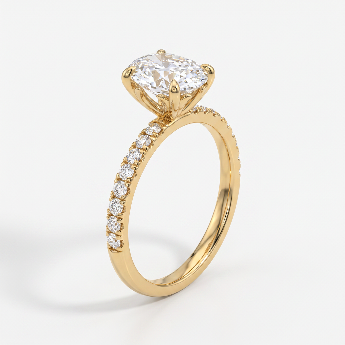 Onya Signature Oval Solitaire Ring with Pave