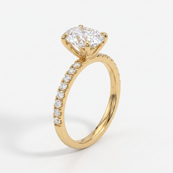 Onya Signature Oval Solitaire Ring with Pave