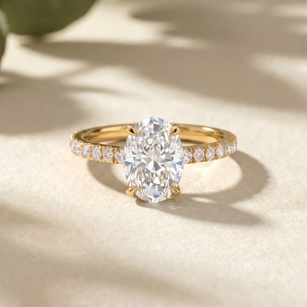 Onya Signature Oval Solitaire Ring with Pave