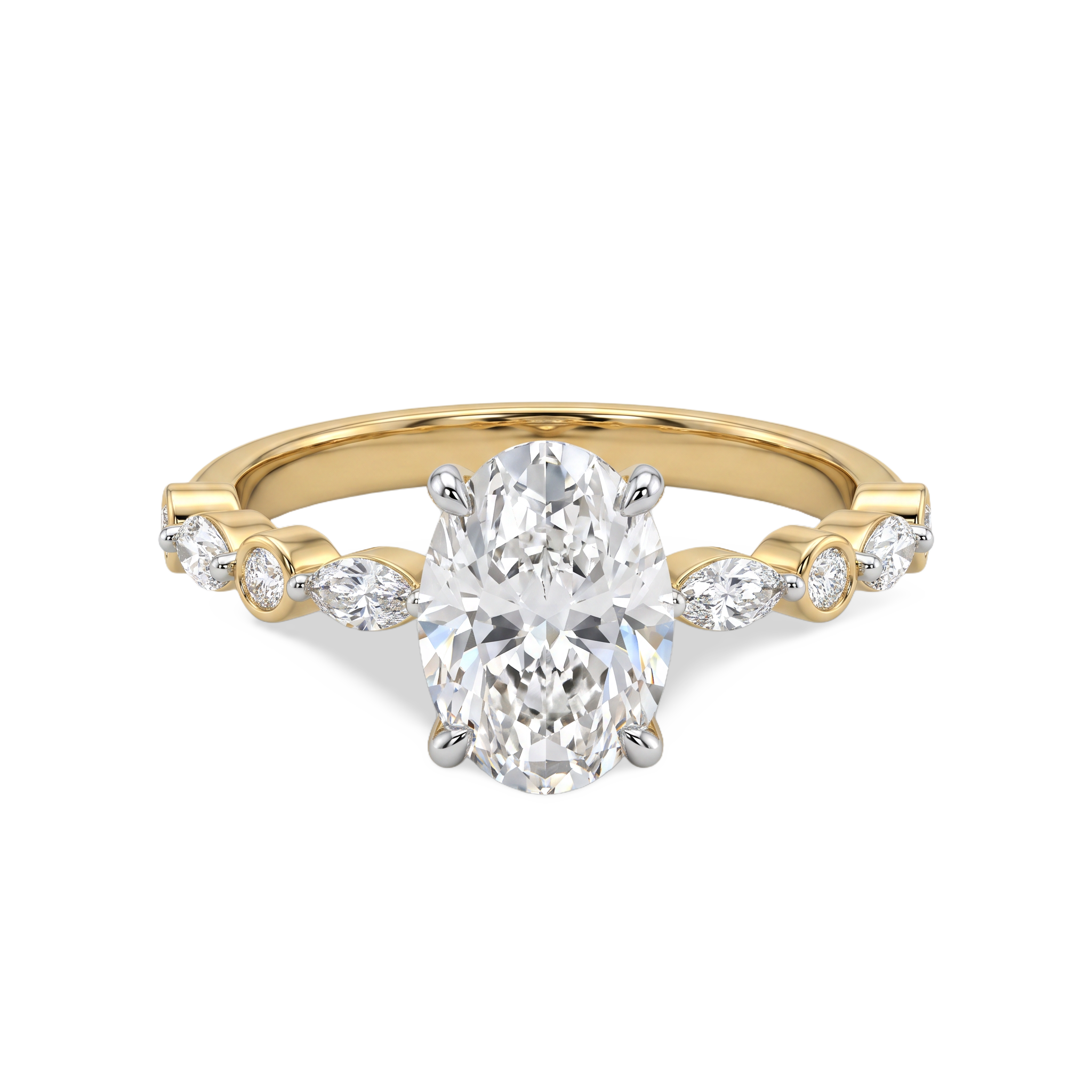 Marquise Accented Oval SolitairevLab Grown Diamond Ring Piece