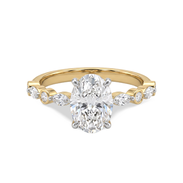 Marquise Accented Oval SolitairevLab Grown Diamond Ring Piece
