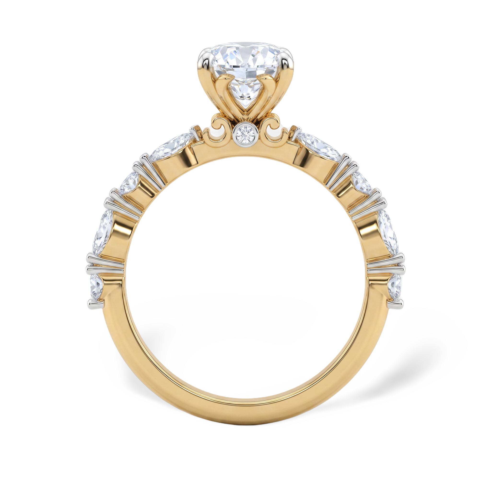 Marquise Accented Oval SolitairevLab Grown Diamond Ring Piece