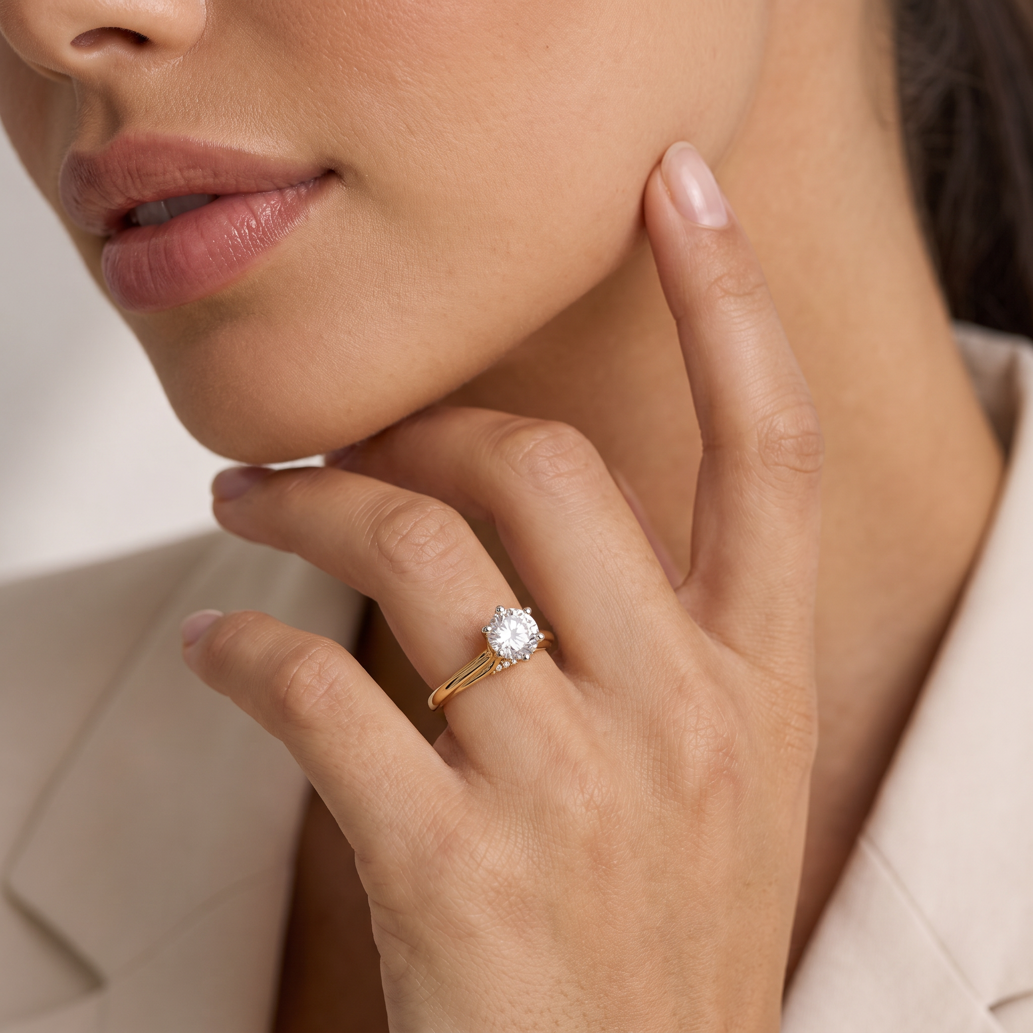Decorative Basket Oval Lab Grown Diamond Ring