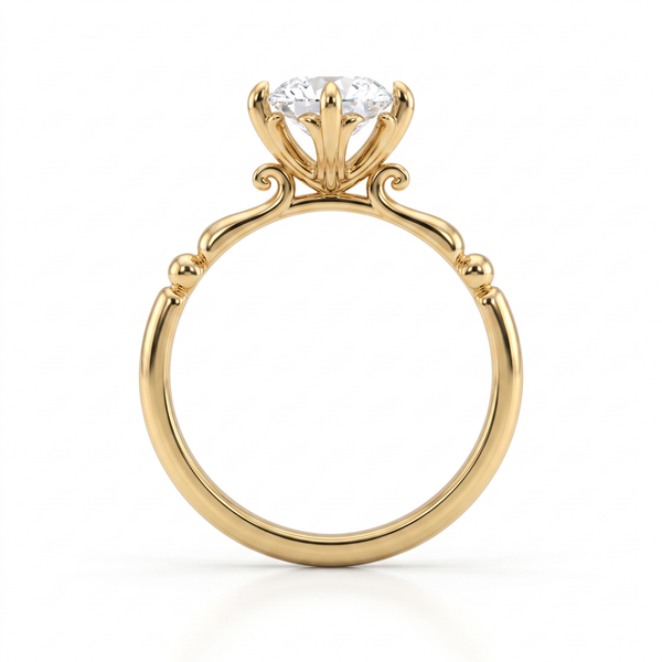 Ivory Curl Solitaire Diamond Ring