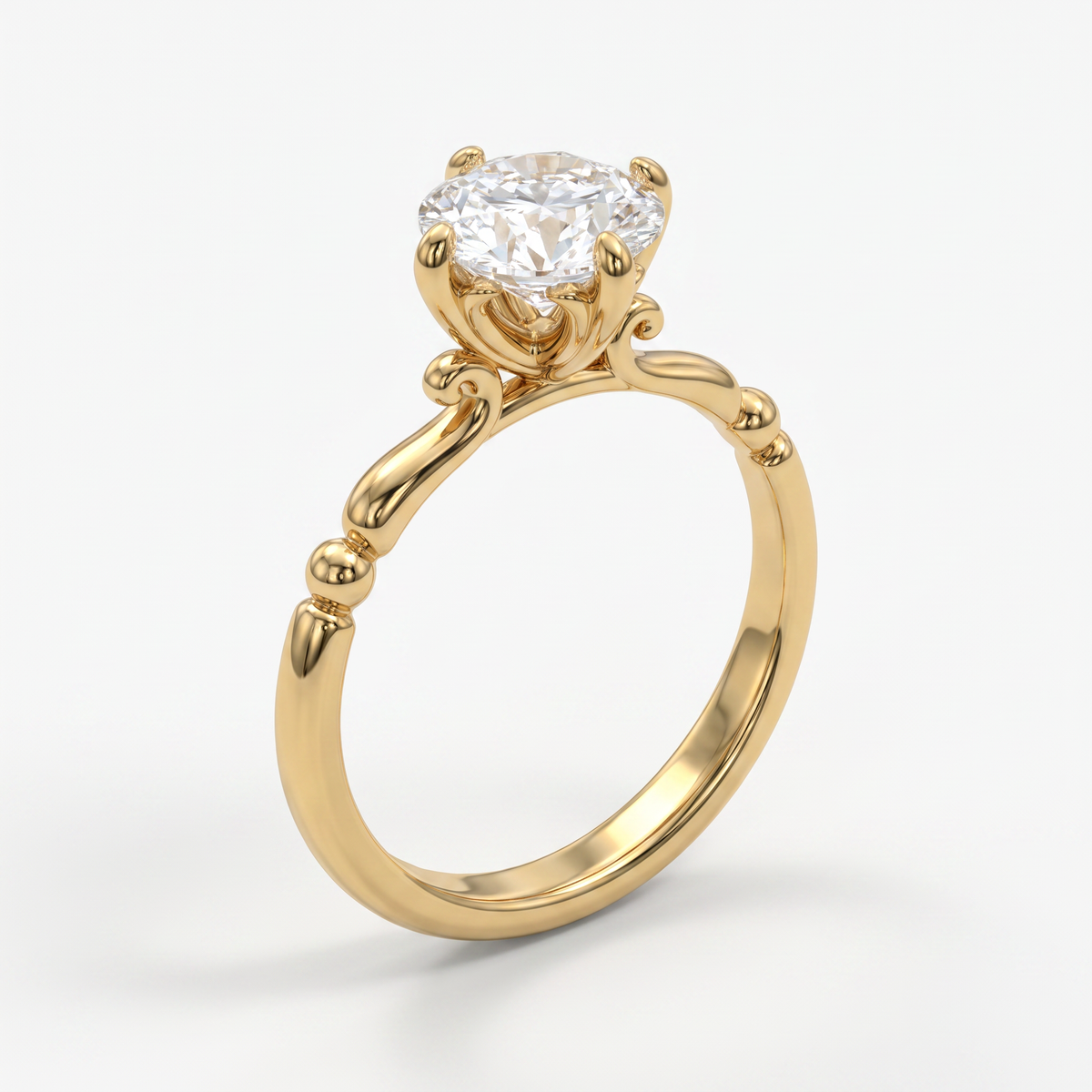 Ivory Curl Solitaire Diamond Ring