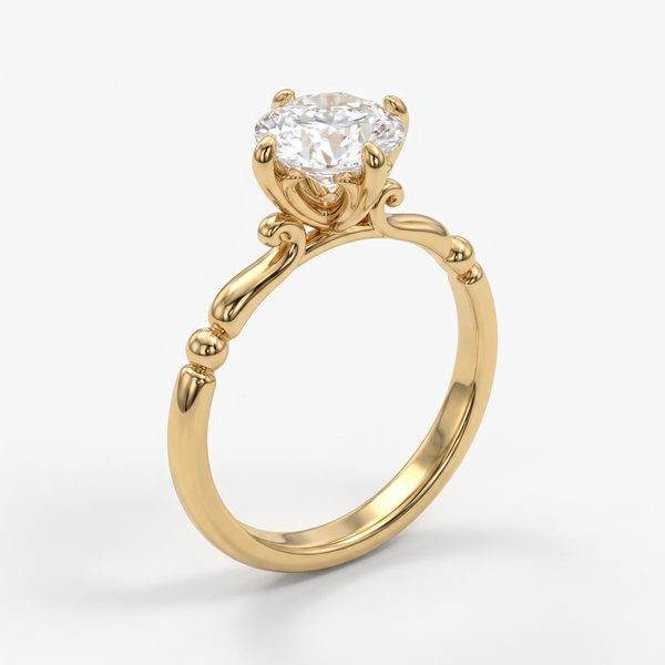 Ivory Curl Solitaire Diamond Ring