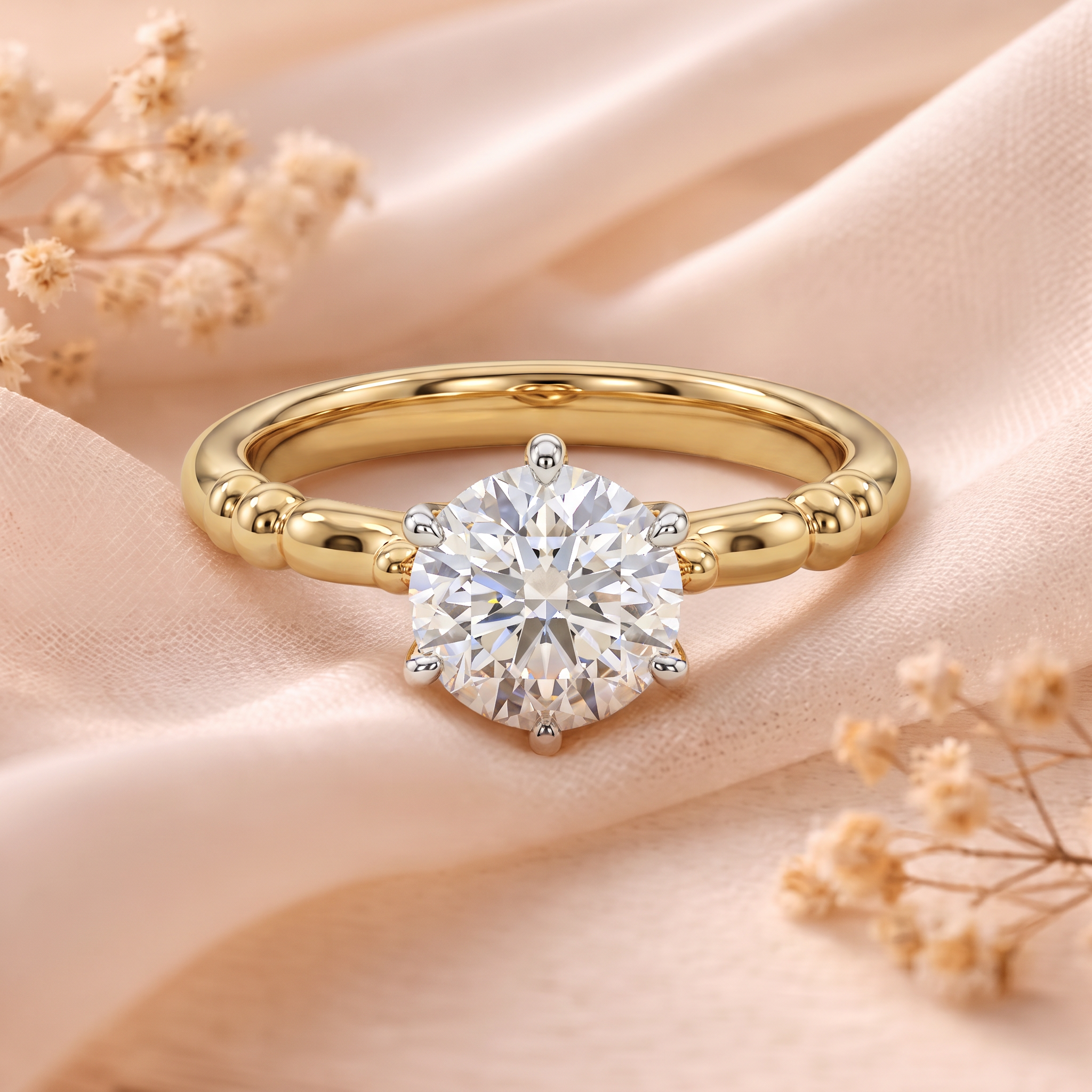 Vintage Detailed Basket Lab Grown Diamond Ring