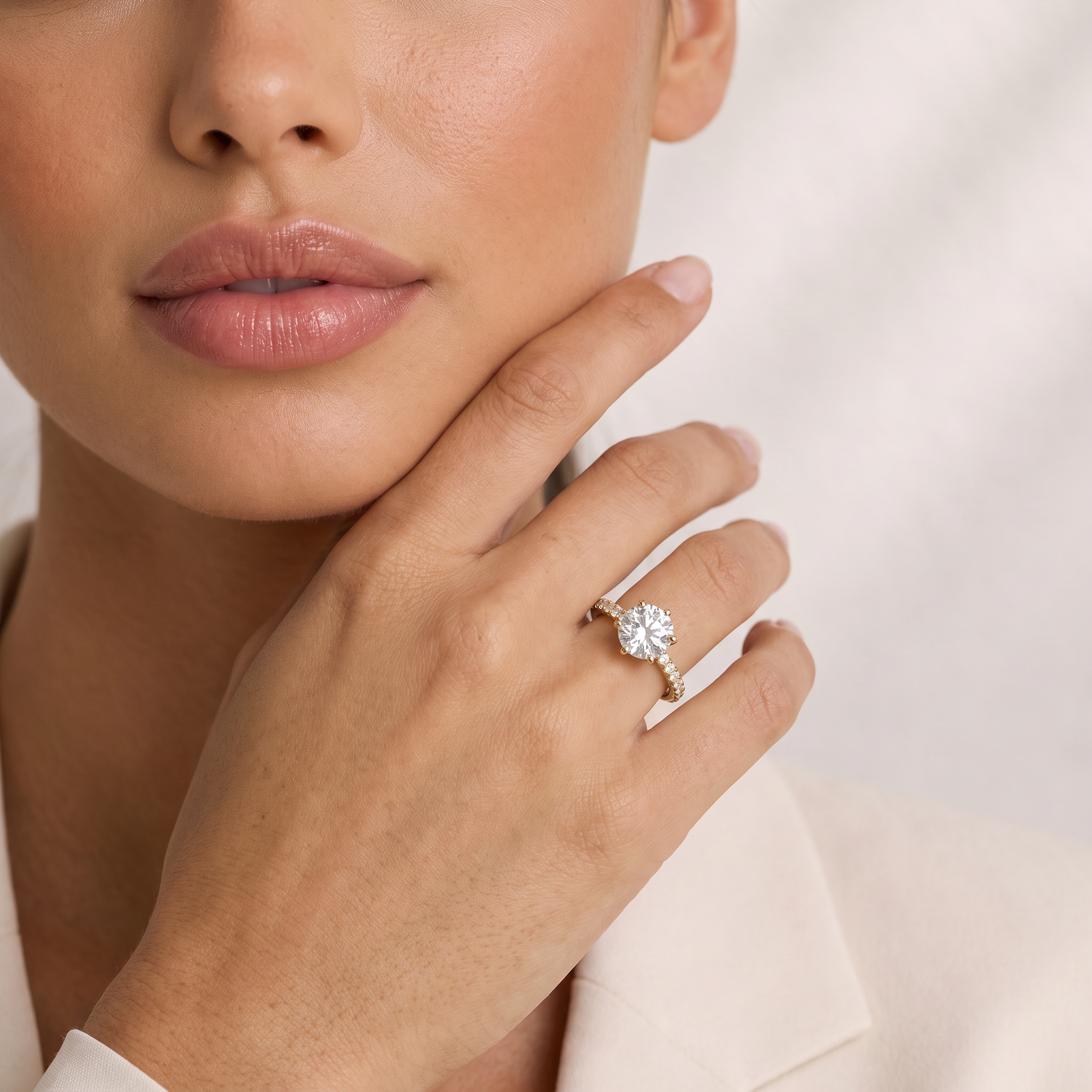 Elegant Decorative Basket Lab Grown Diamond Ring