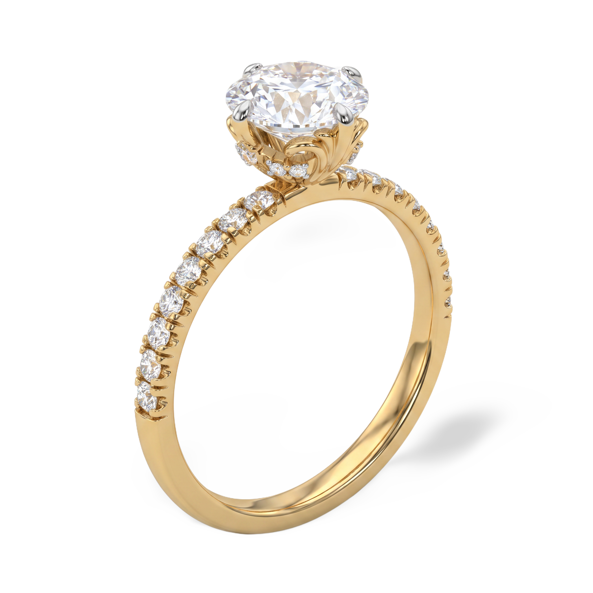 Elegant Decorative Basket Lab Grown Diamond Ring