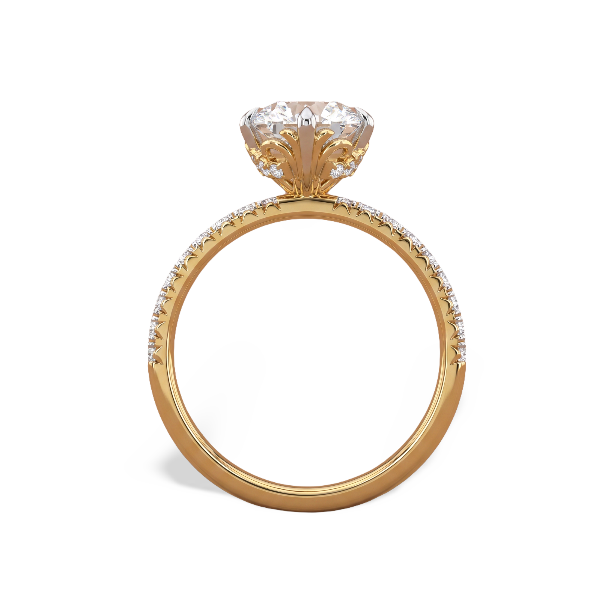 Elegant Decorative Basket Lab Grown Diamond Ring