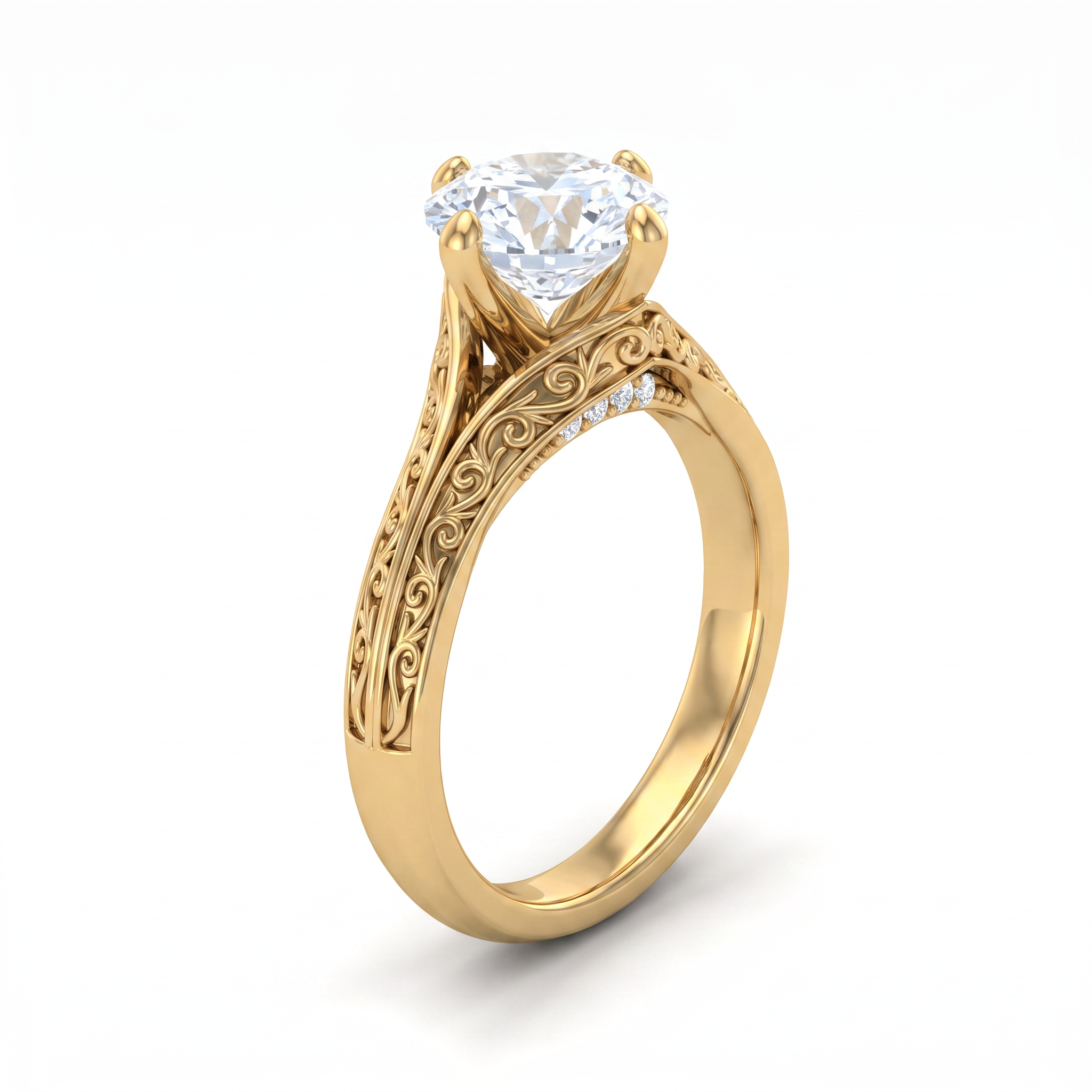 Intricate Antique Lab Grown Diamond Ring