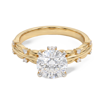 Sophisticated Twisted Feature round Solitaire Lab Grown Diamond Ring