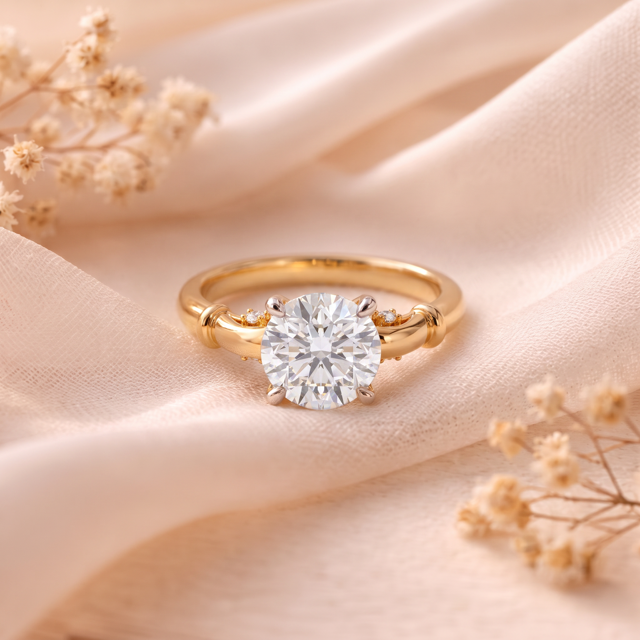 Vintage Accented Round Lab Grown Diamond Ring