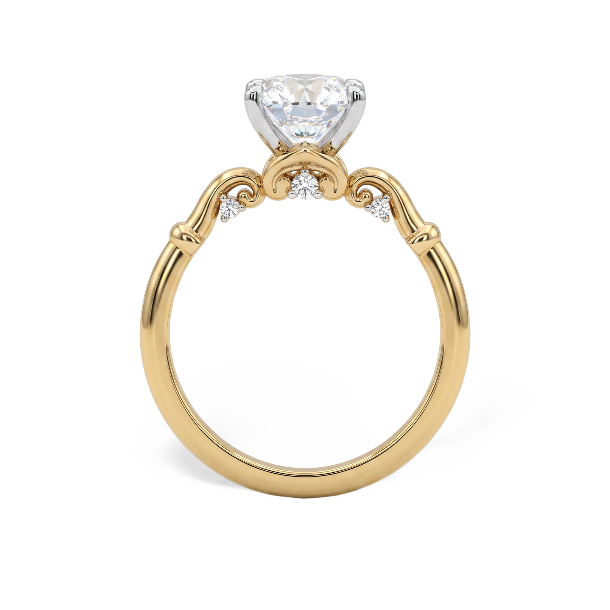 Vintage Accented Round Lab Grown Diamond Ring