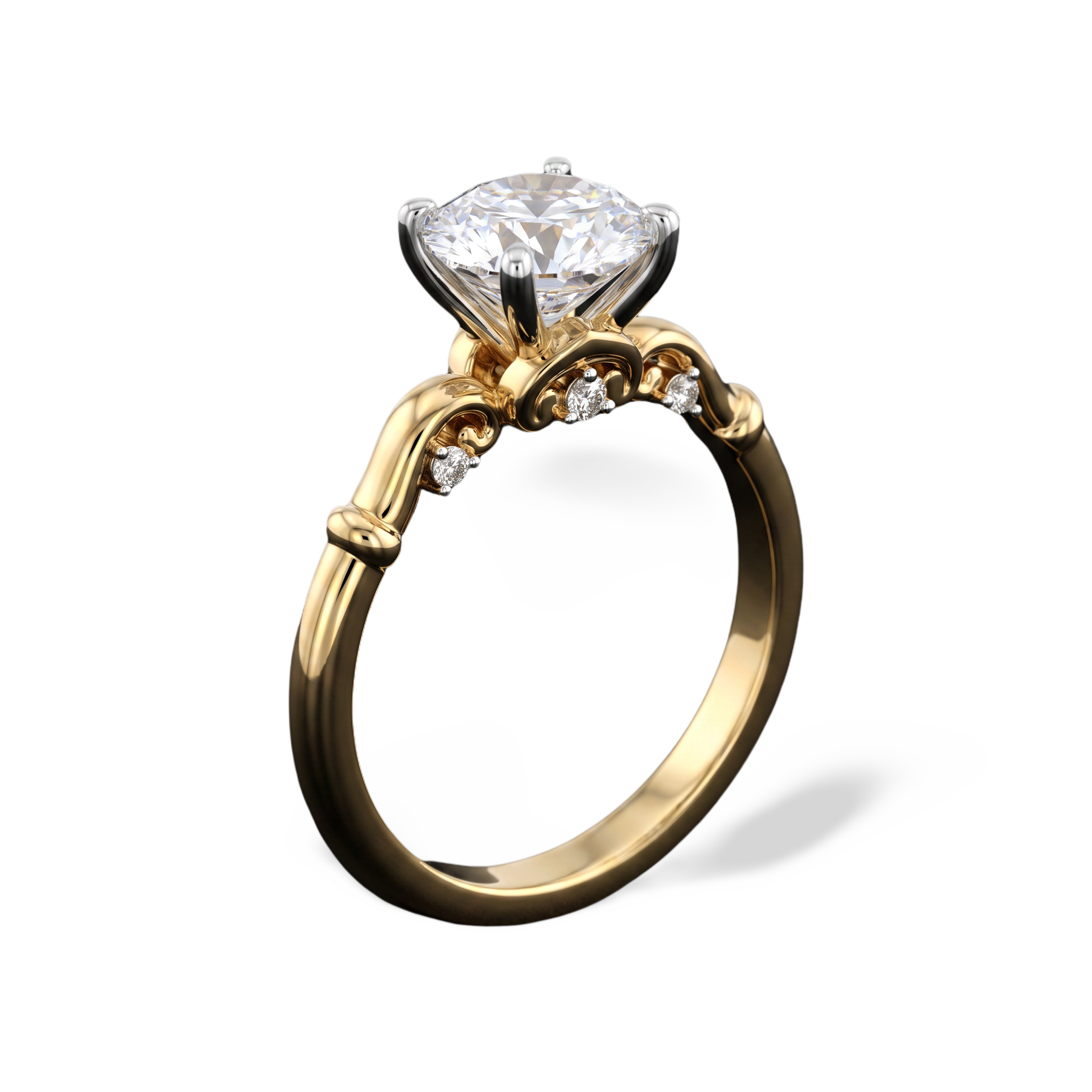Vintage Accented Round Lab Grown Diamond Ring