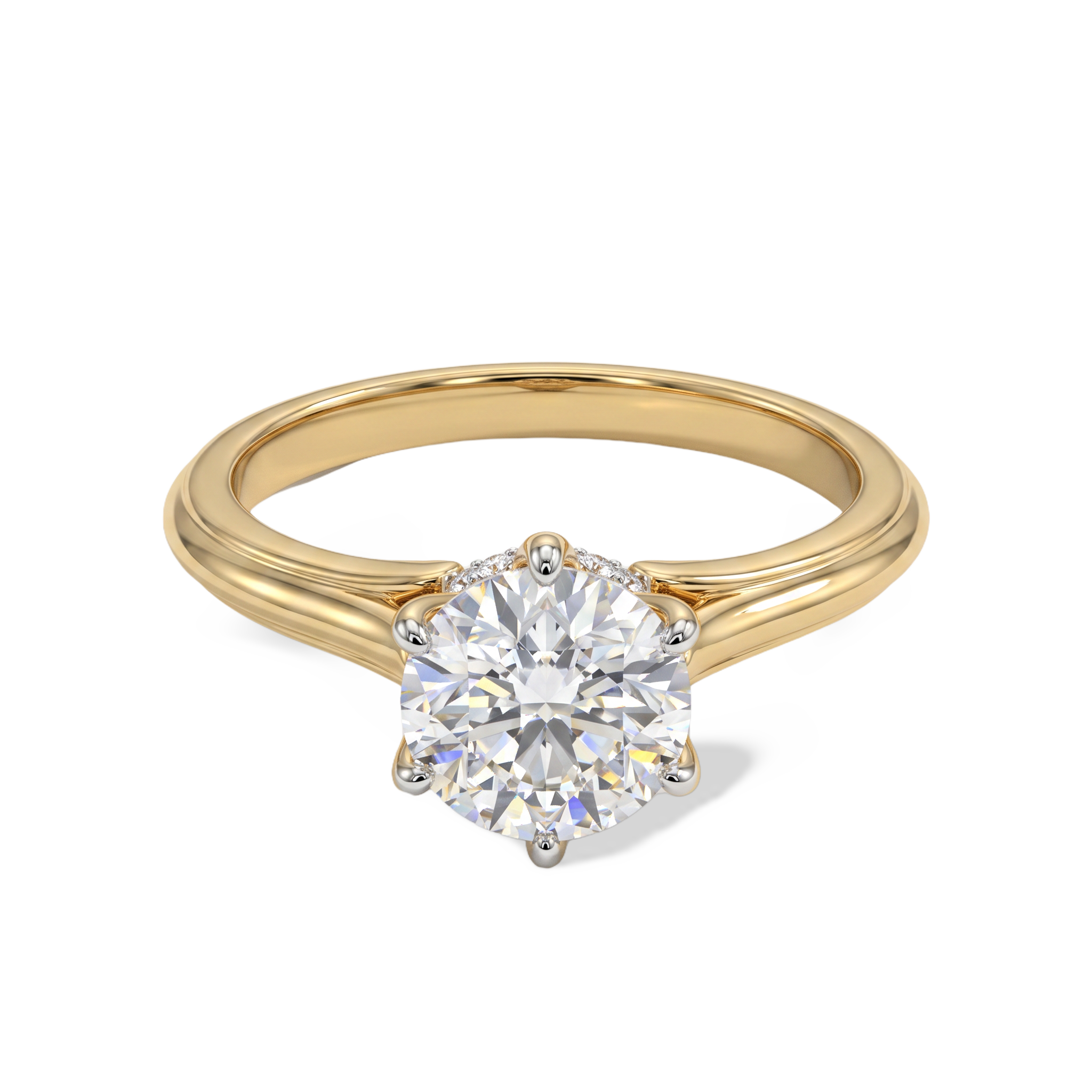 Unique Tulip Basket Round Solitaire Lab Grown Diamond Ring