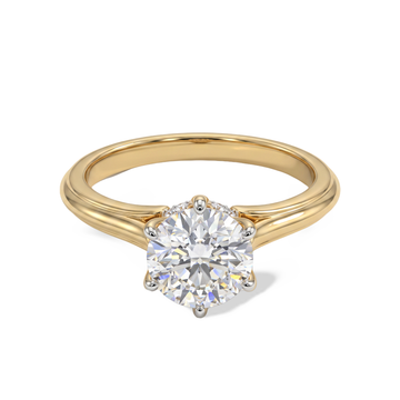 Unique Tulip Basket Round Solitaire Lab Grown Diamond Ring