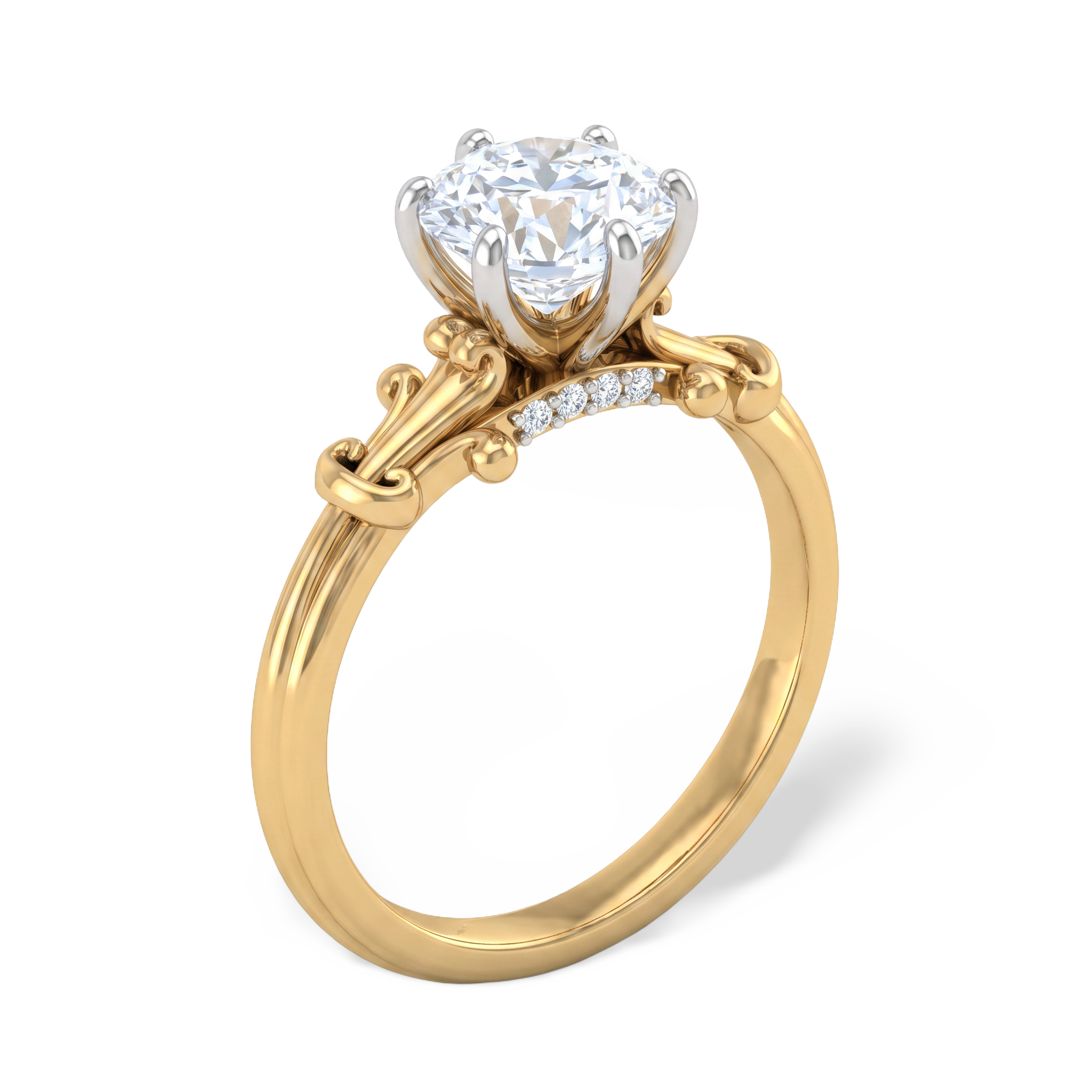Ornate Round Vintage Style Lab Grown Diamond Ring