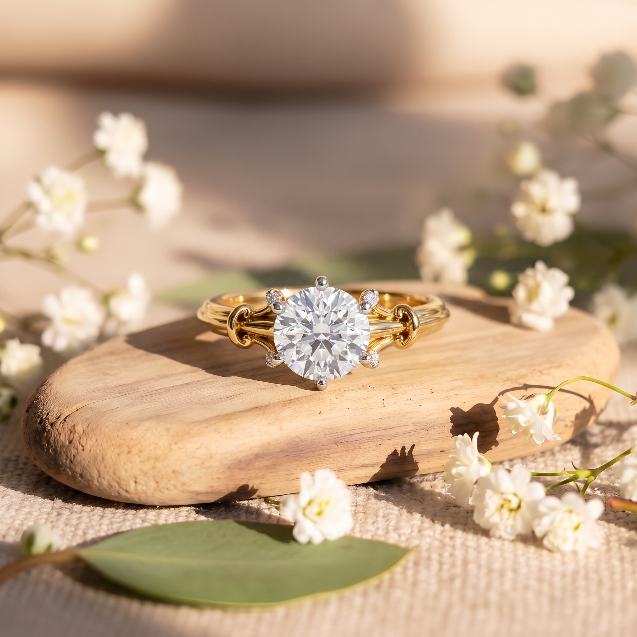 Ornate Round Vintage Style Lab Grown Diamond Ring