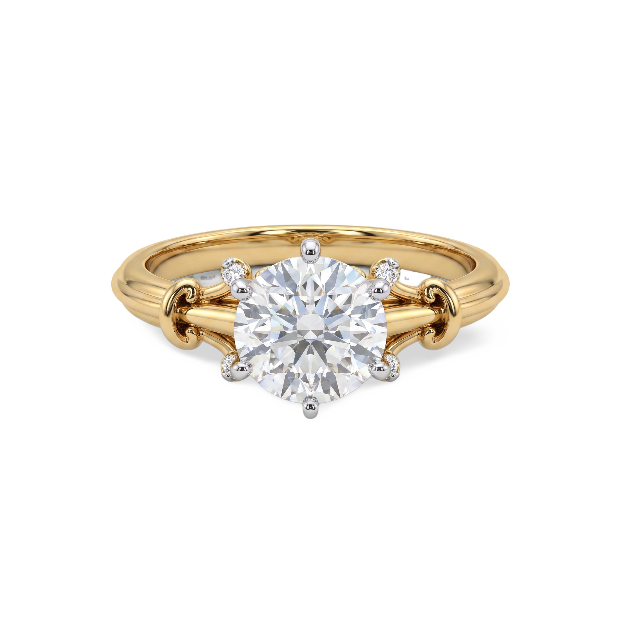 Ornate Round Vintage Style Lab Grown Diamond Ring