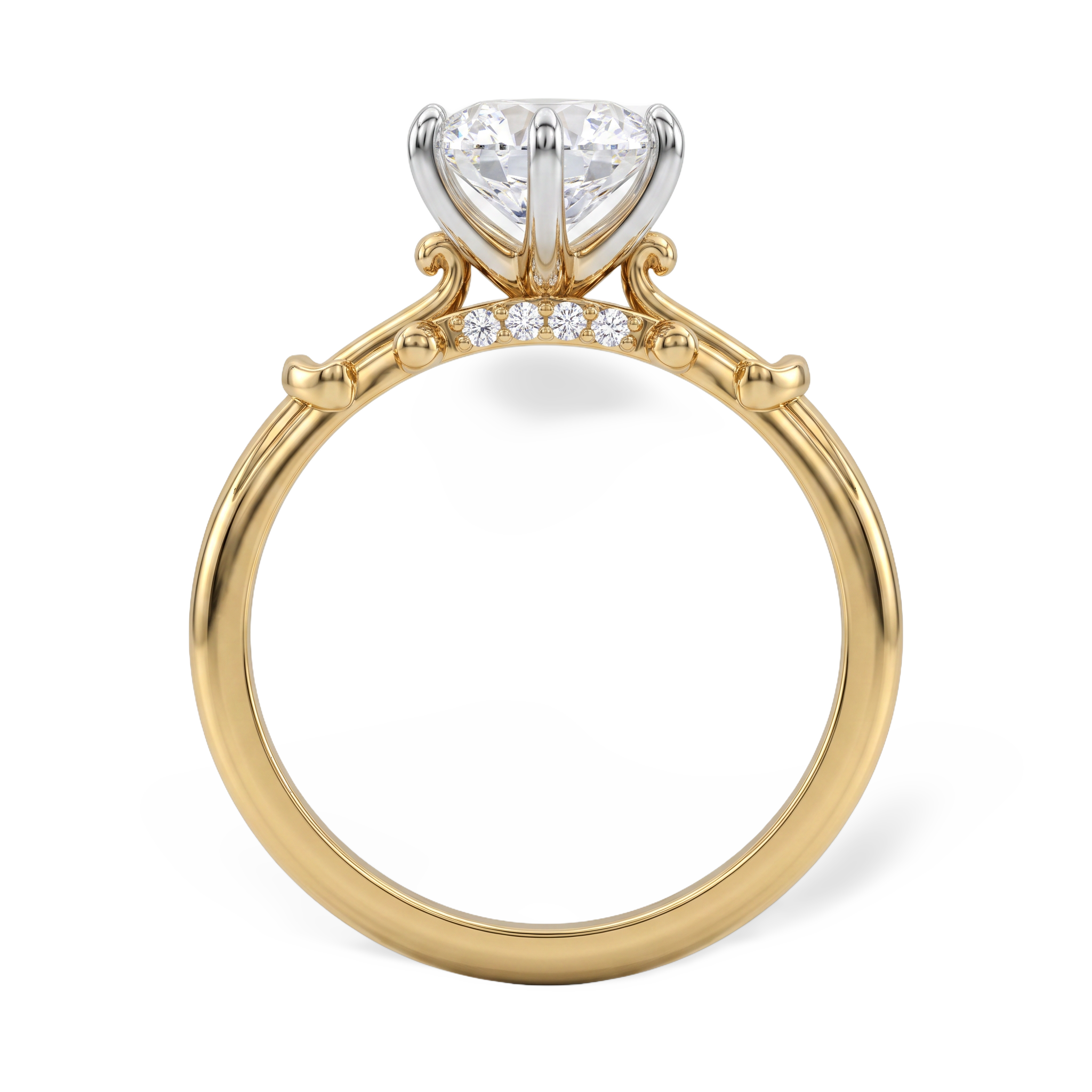 Ornate Round Vintage Style Lab Grown Diamond Ring