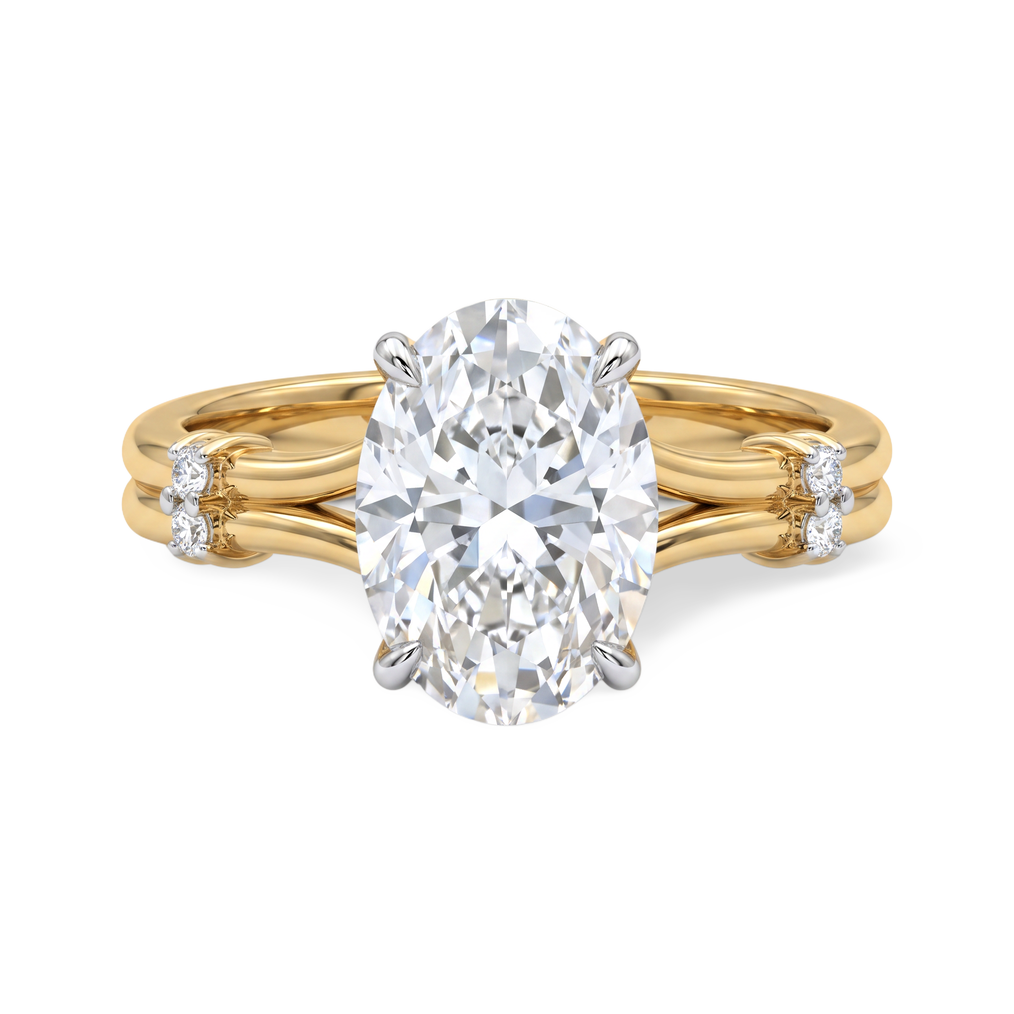 Refined Double-Shank Oval Lab Grown Diamond Ring
