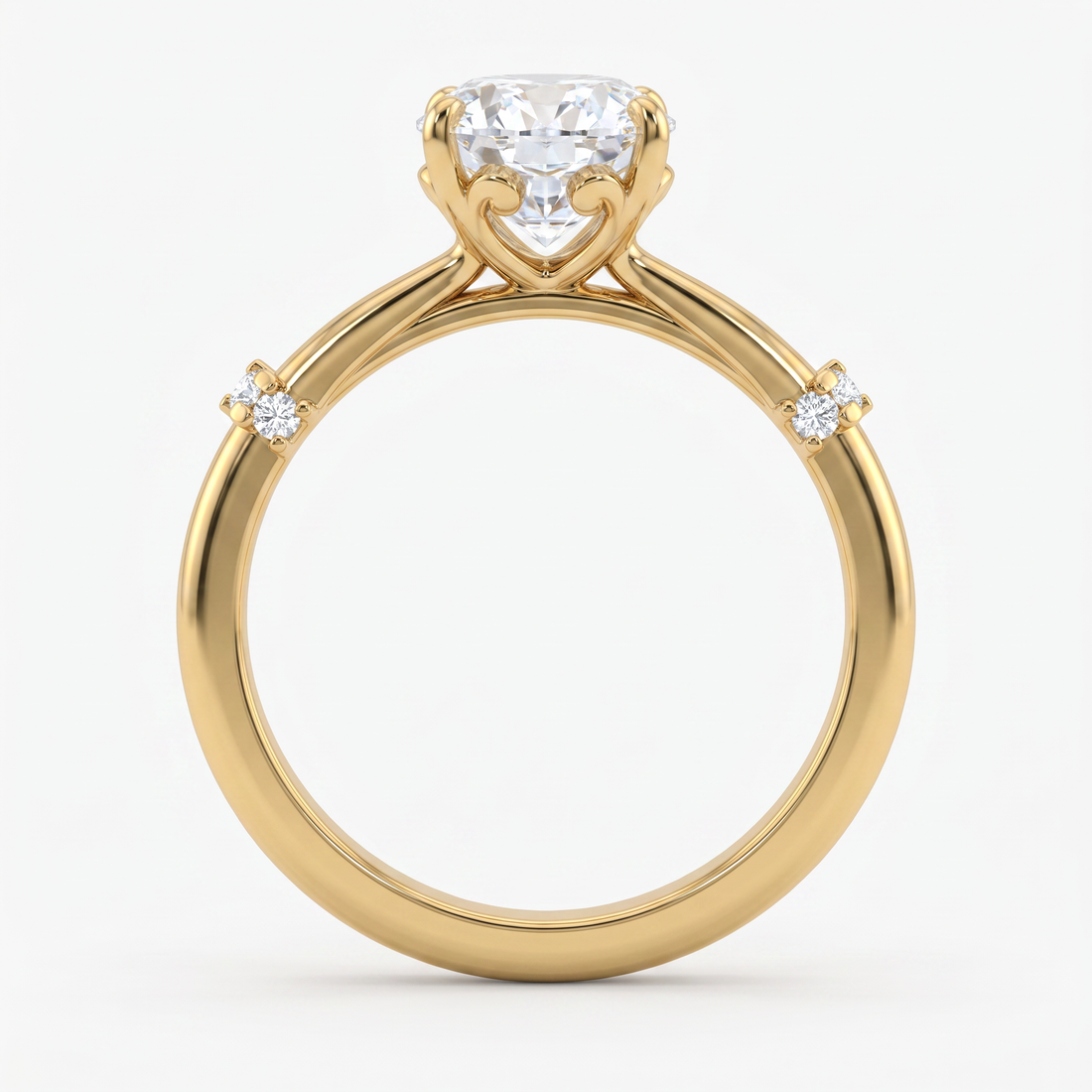Onya Signature Crown Double Shank Oval Solitaire Ring