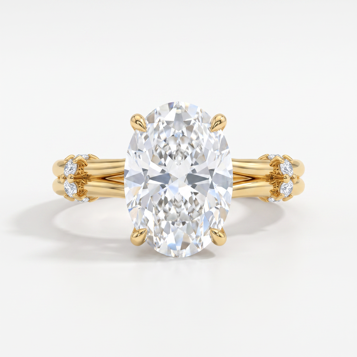 Onya Signature Crown Double Shank Oval Solitaire Ring