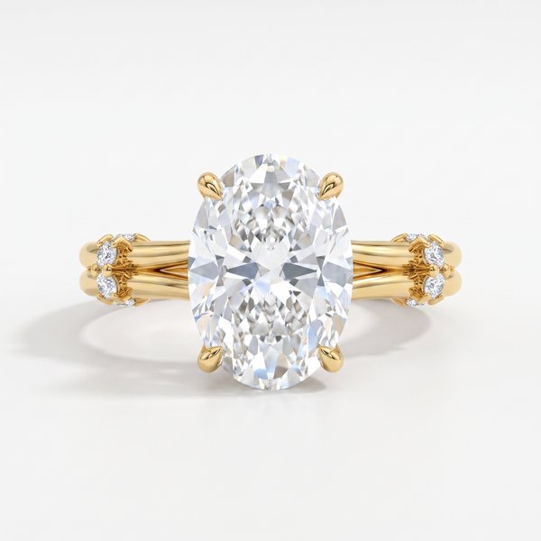 Onya Signature Crown Double Shank Oval Solitaire Ring