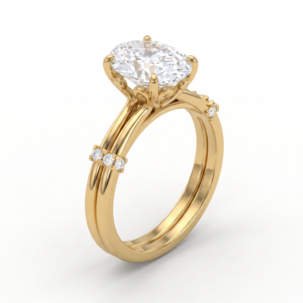 Onya Signature Crown Double Shank Oval Solitaire Ring