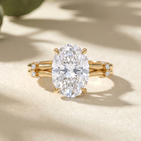 Onya Signature Crown Double Shank Oval Solitaire Ring