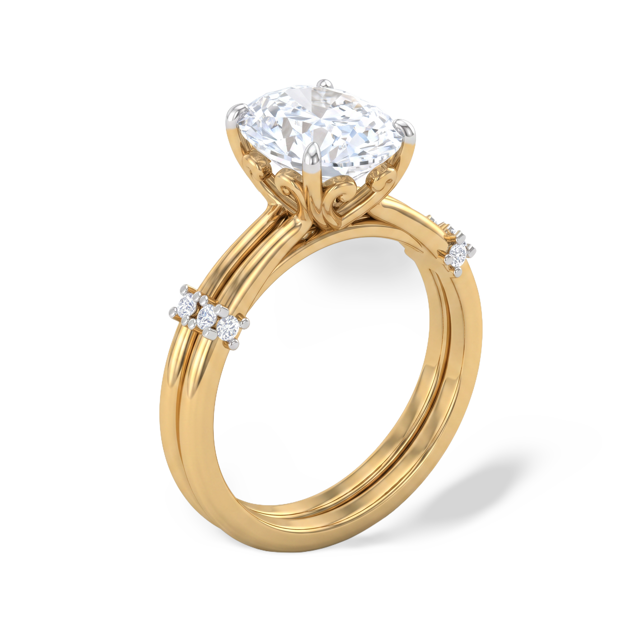 Refined Double-Shank Oval Lab Grown Diamond Ring