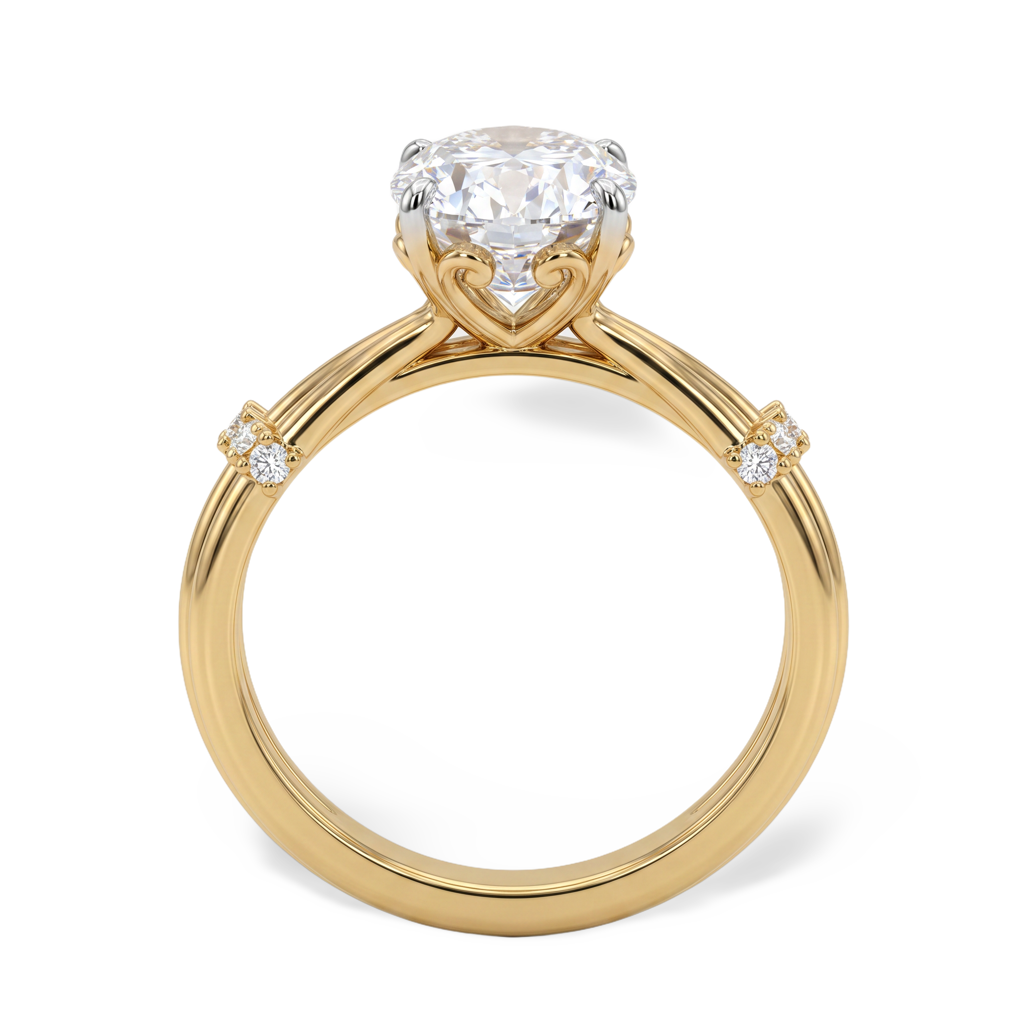 Refined Double-Shank Oval Lab Grown Diamond Ring