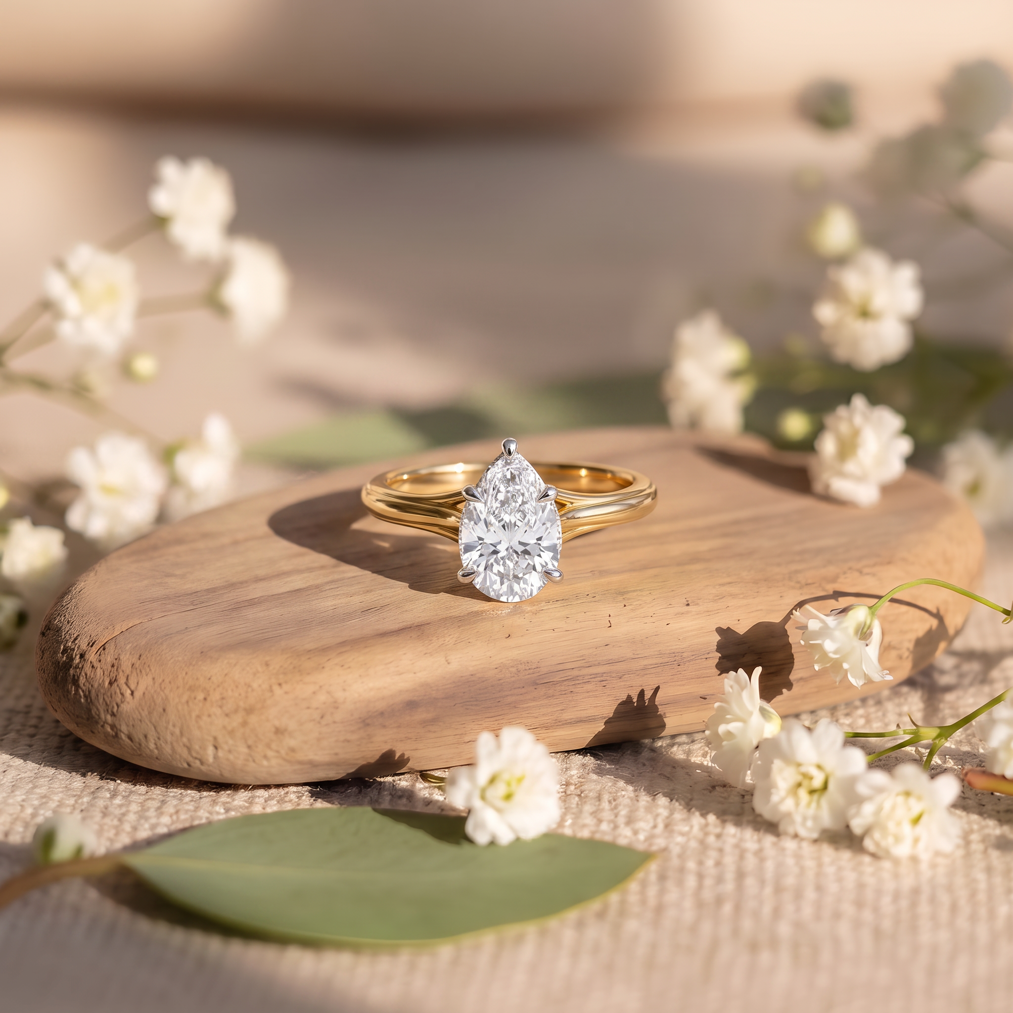 Refined Teardrop Shaped Lab Grown Diamond Ring