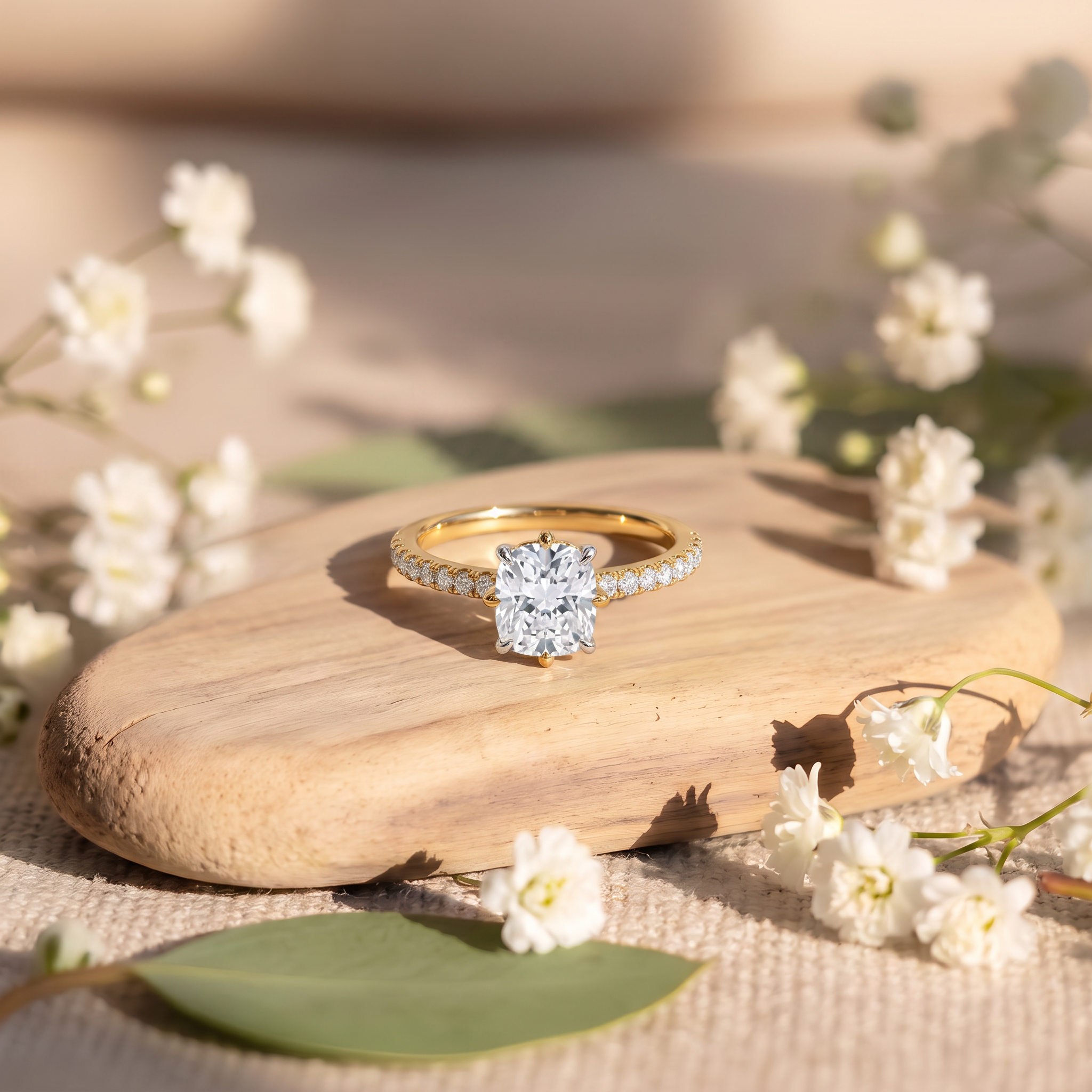 Luxurious Rectangular Cushion Cut Lab Grown Diamond Ring