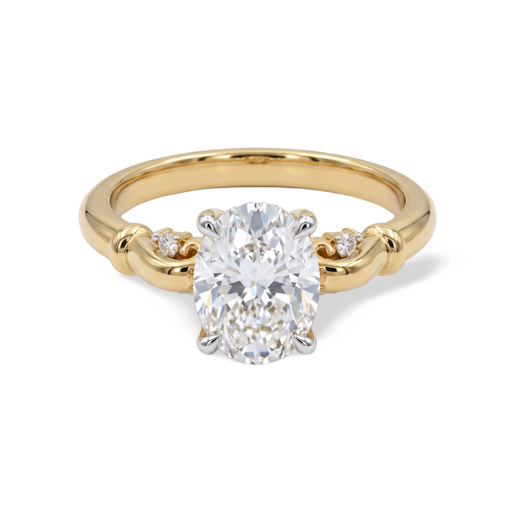 Graceful Oval Accented Lab Grown Diamond Ring