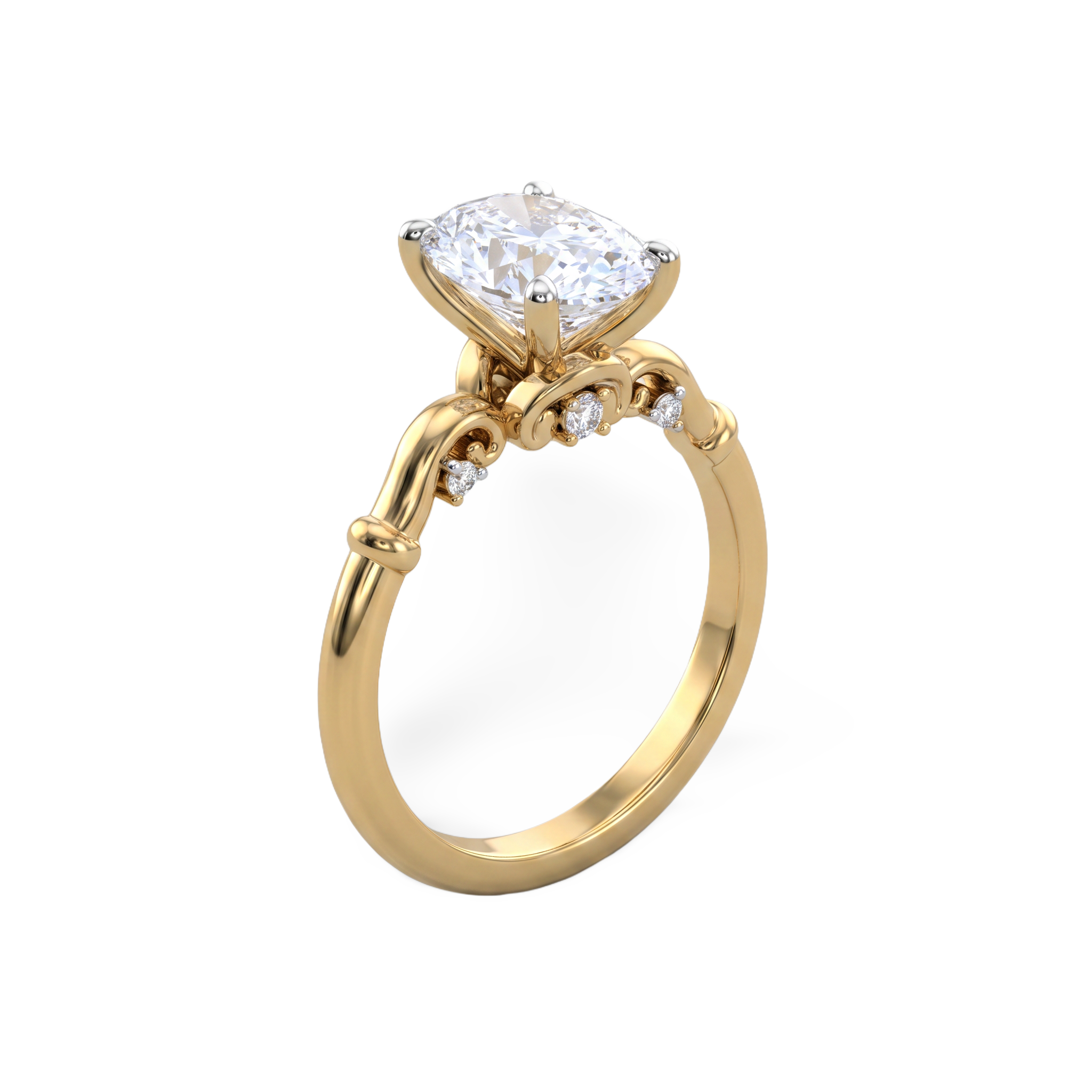 Graceful Oval Accented Lab Grown Diamond Ring