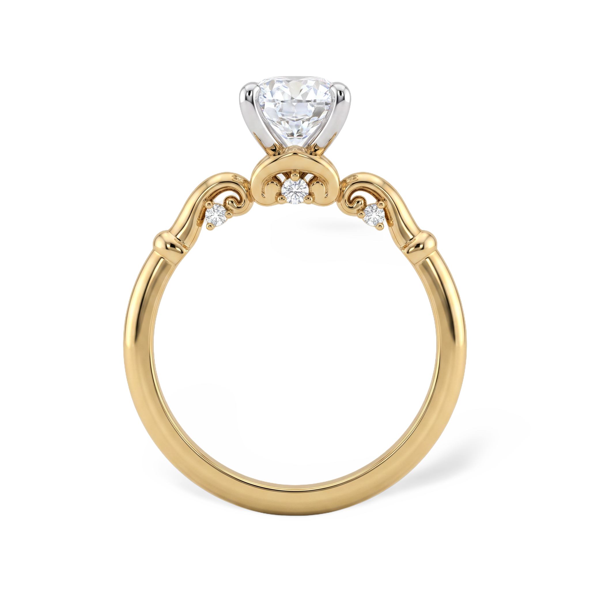 Graceful Oval Accented Lab Grown Diamond Ring