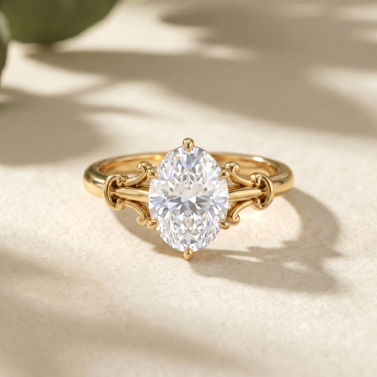 Ornate Oval Solitaire Ring