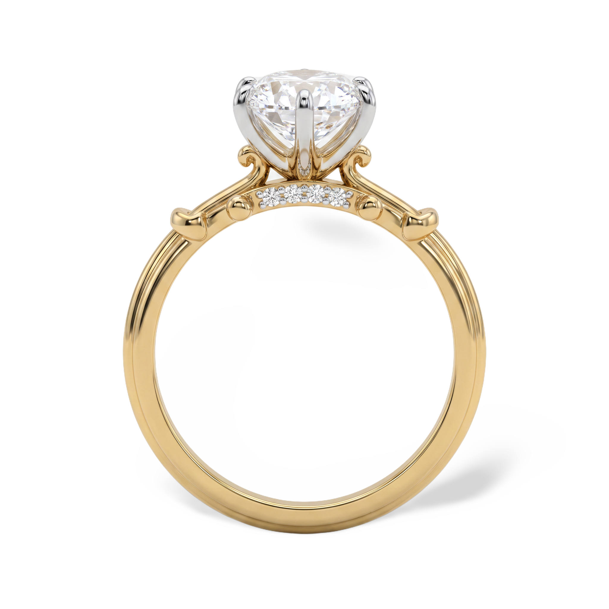 Refined Oval Sculptured Lab Grown Diamond Ring