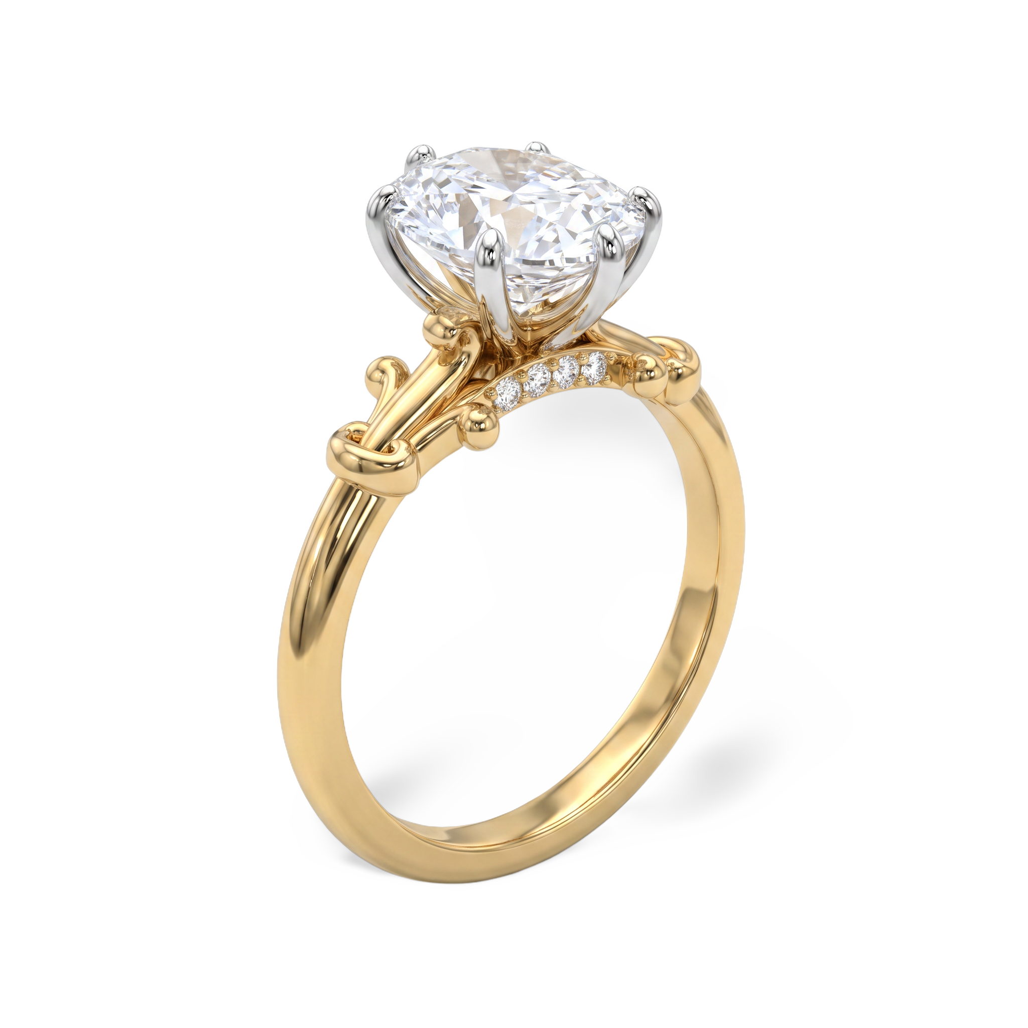 Refined Oval Sculptured Lab Grown Diamond Ring